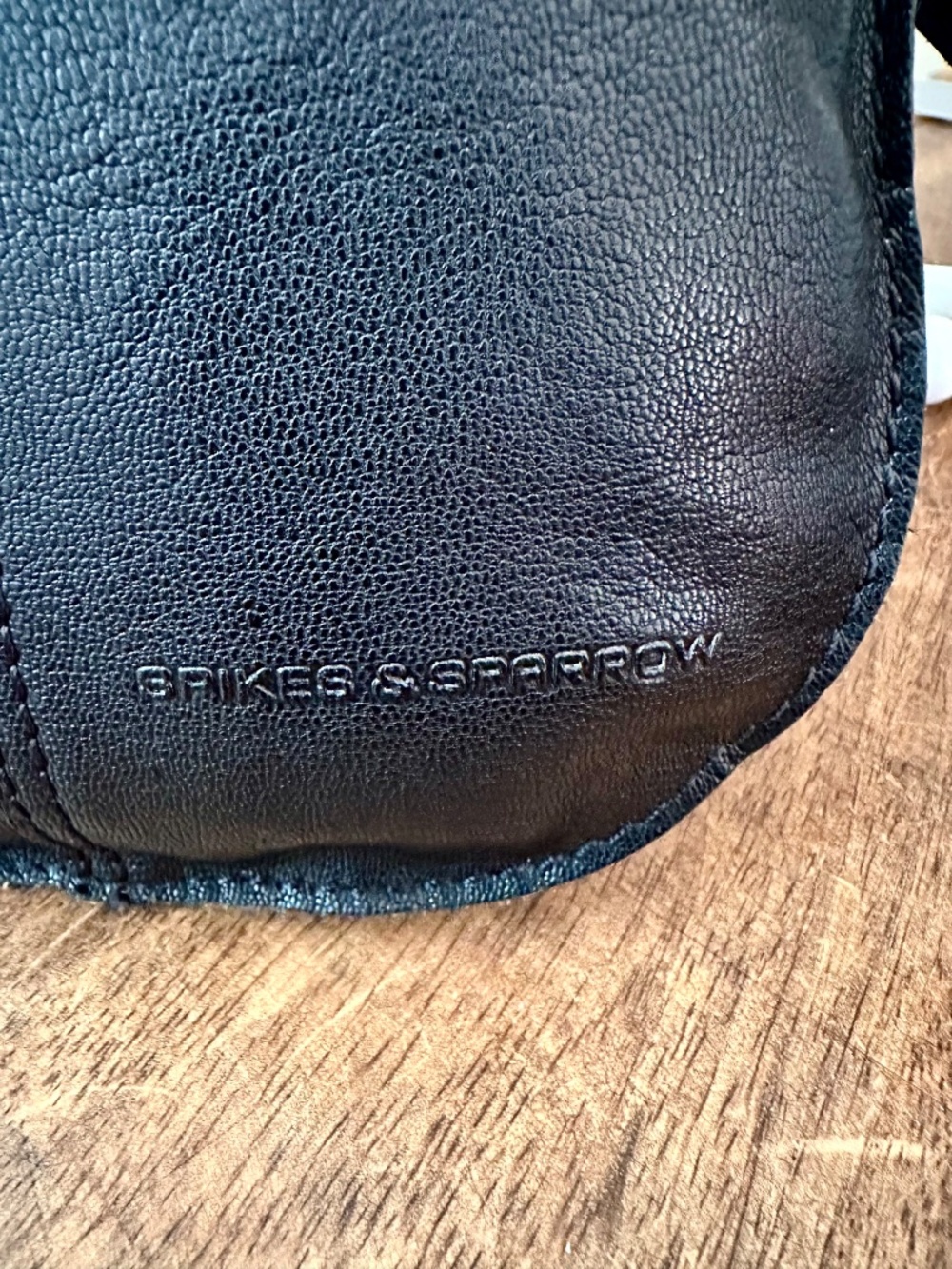 Spikes & Sparrow Black Genuine Leather Crossbody Bag Adjustable Strap